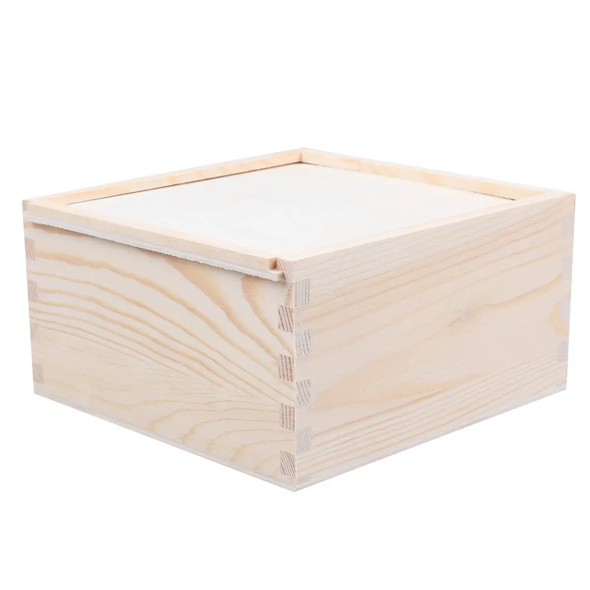 

1 шт. 14,7x14,6x7,6 см деревянная подарочная коробка с откидной крышкой, квадратный футляр для хранения ювелирных изделий, элегантная подарочная упаковка для свадьбы, дня рождения