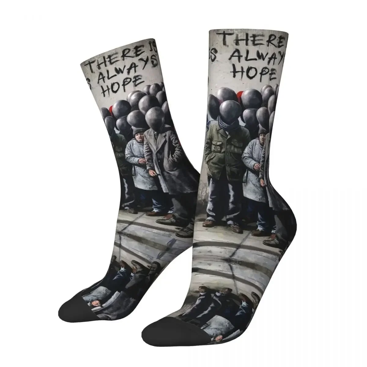 Banksy Street Art Little Girl With Ballon Socks Harajuku High Quality Stockings All Season Long Socks for Man's Woman's Gifts