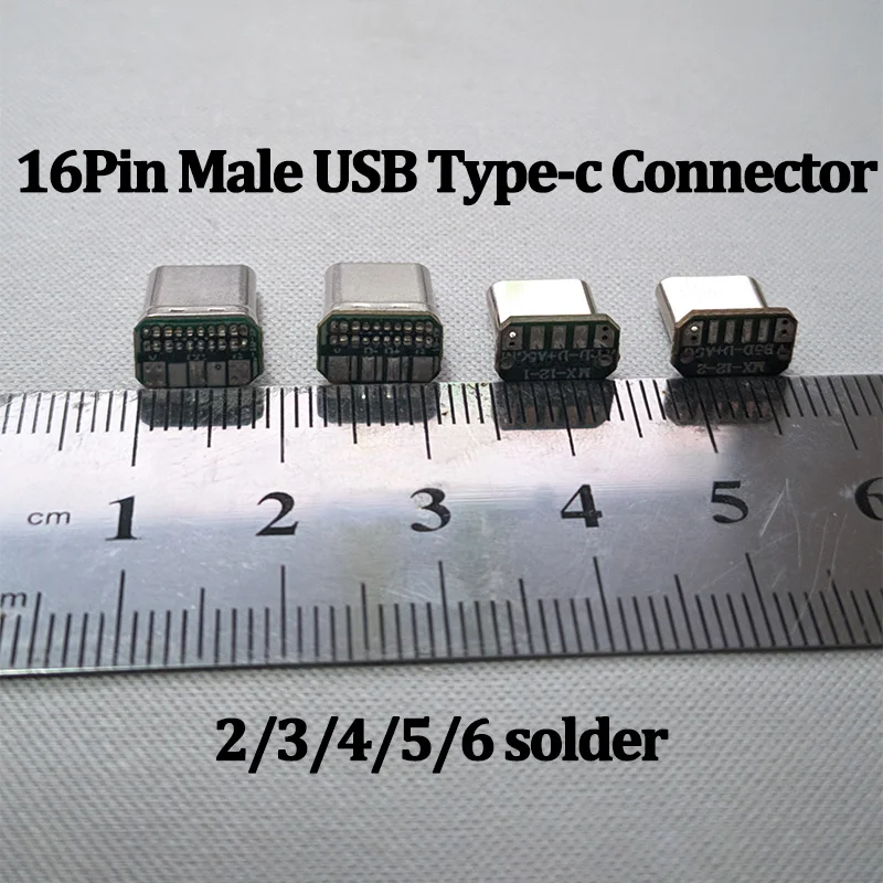2/5/10PCS USB Type-C Male 16P Vertical Data Charging Port With 2/3/4/5/6 Welding PCB USB Board Male Head 16P USB C Connector