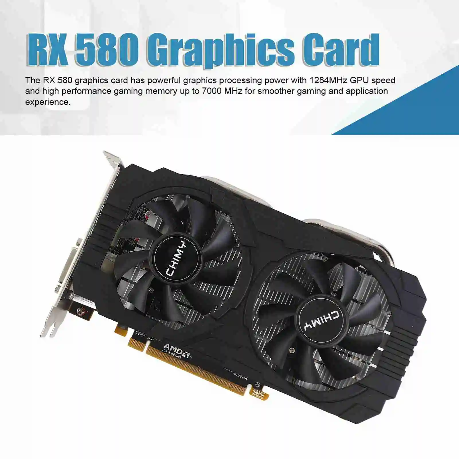 

RX580 Graphics Card 8GB GDDR5 256bit Support 8K 2 Cooling Fans 16 PCI Express 3.0 Gaming Graphics Card for Home Office