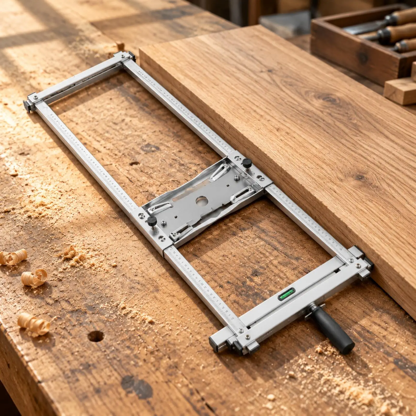 Stainless Steel Cutting Jig for Circular Saw Woodworking Guide with Graduated Scale and Bubble Level