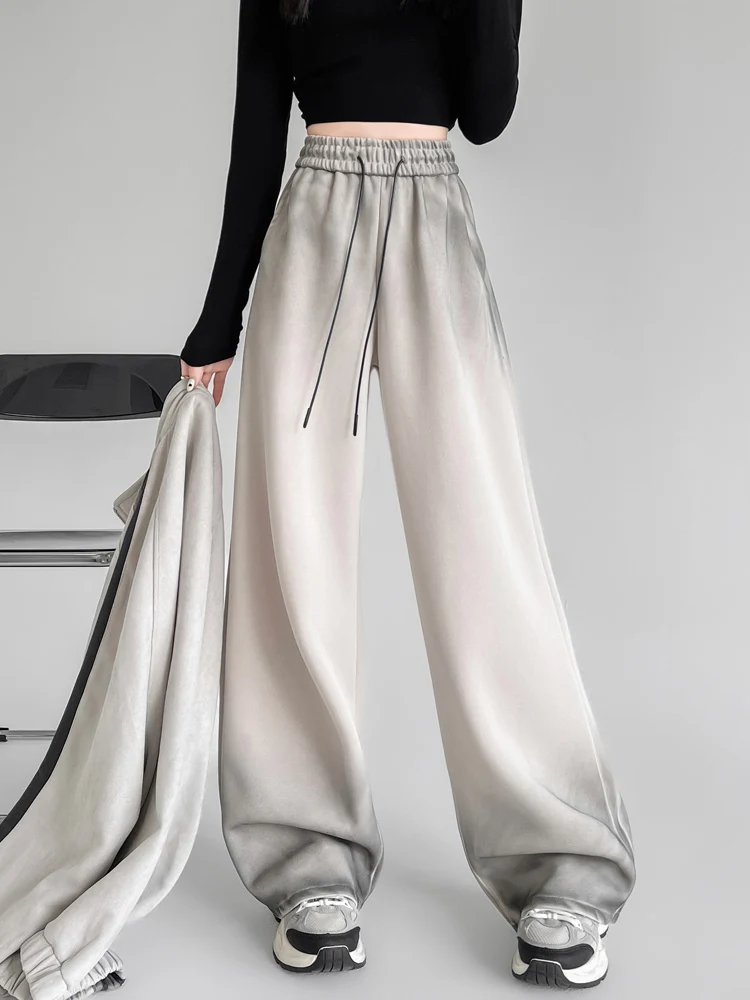 

Gradient Dyed High Waist Casual Sports Pants Women's Spring Autumn Loose Straight Leg Wide Leg Pants Korean Style Commute