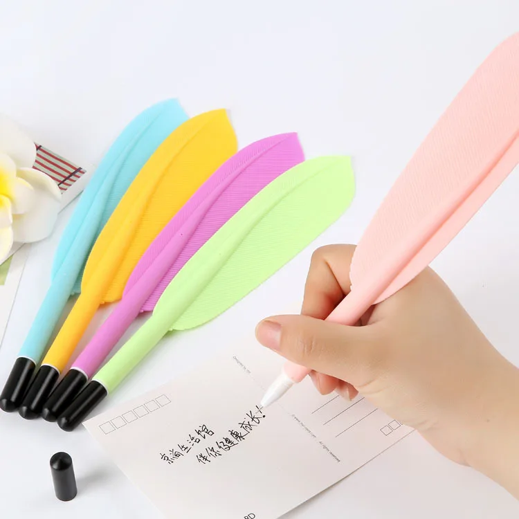 20PCS Cute feather shaped neutral pen black ink 0.5mm