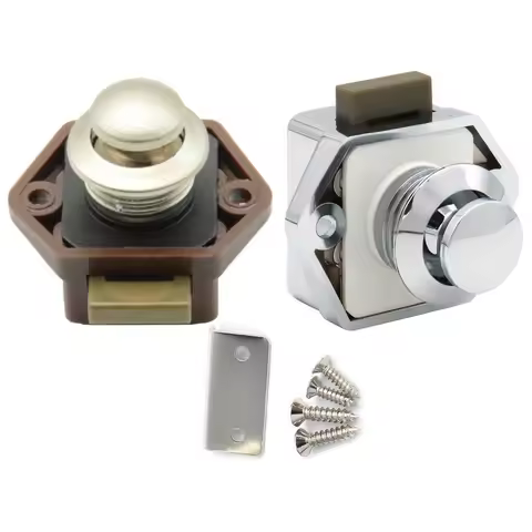 Push Button Lock RV Cabinet Door Latch Keyless Cupboard Locks RV Push Catches Knob Furniture Hardware for Caravan Home Yachts