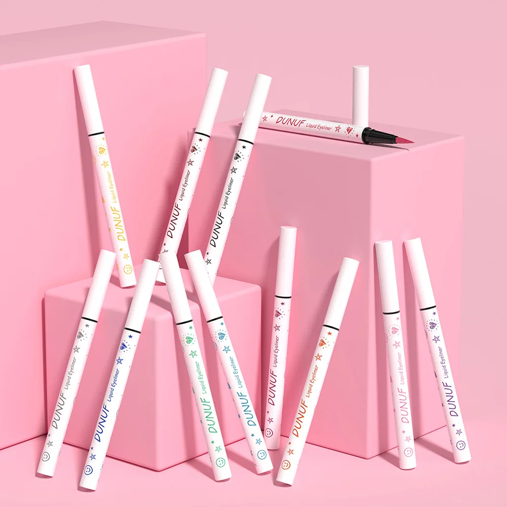 6-teiliges flüssiges Eyeliner-Set, wasserfest, wischfest, lebendige Farben, langlebige Präzisionspitze für geflügeltes Katzenaugen-Party-Make-up