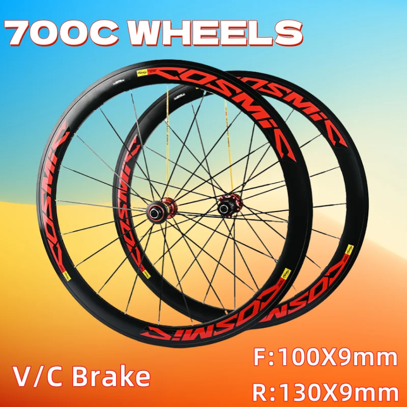 700C 40 مللي متر 50 مللي متر عجلات V/C حافة الفرامل الإفراج السريع مستقيم سحب 6 محامل DT الأسنان ستار السقاطة 20 حفرة العجلات شعار أحمر
