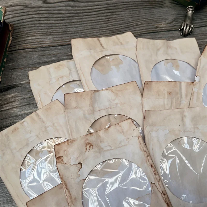 5 Pieces Vintage Coffee Dyed Transparent Paper Bag Junk Journal Ephemera DIY Album Collage Bag Scrapbooking Material Paper Pack view 4