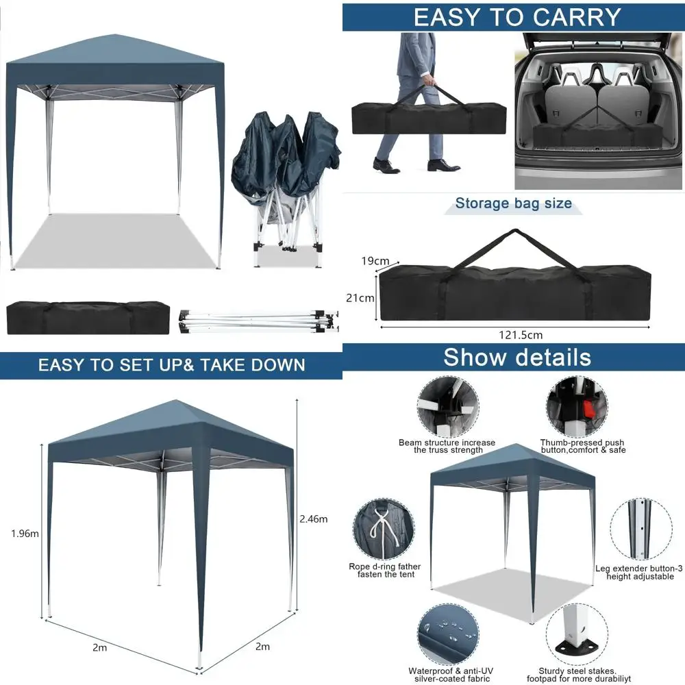 

Portable Instant Canopy Tent 6.5x6.5ft for Outdoor Events, Parties, and Backyard Gatherings with Carry Bag