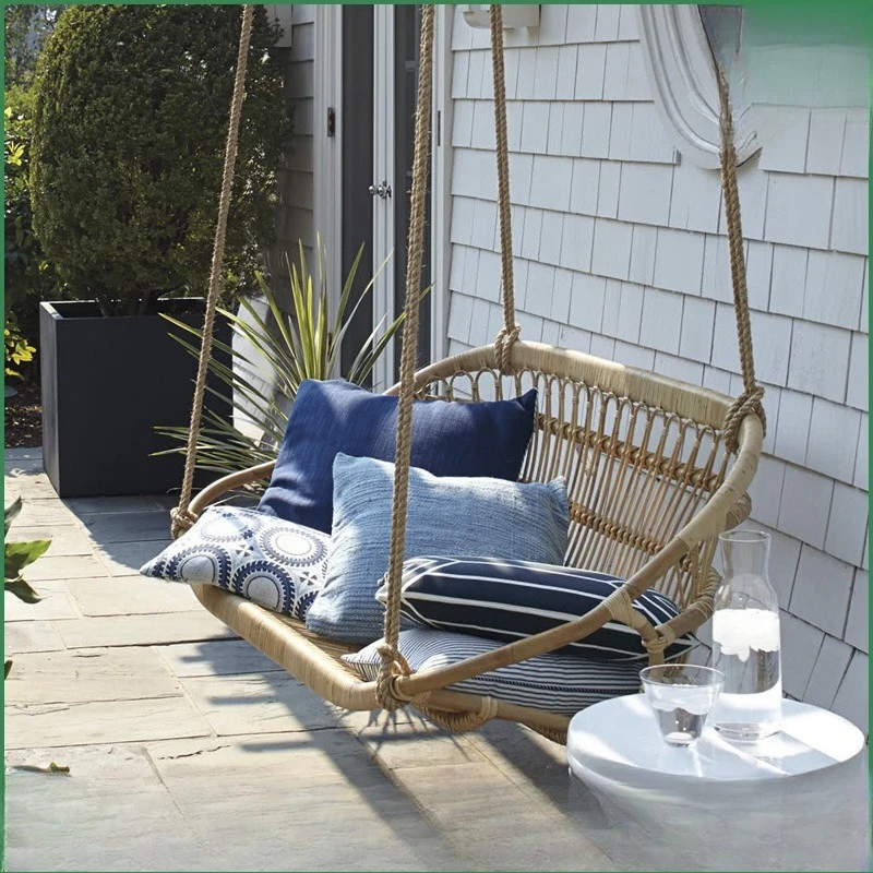 كرسي معلق سلة كرسي الروطان الشمال مزدوج داخلي للأطفال أرجوحة المنزل السرير والإفطار غرفة المعيشة كرسي متأرجح #2