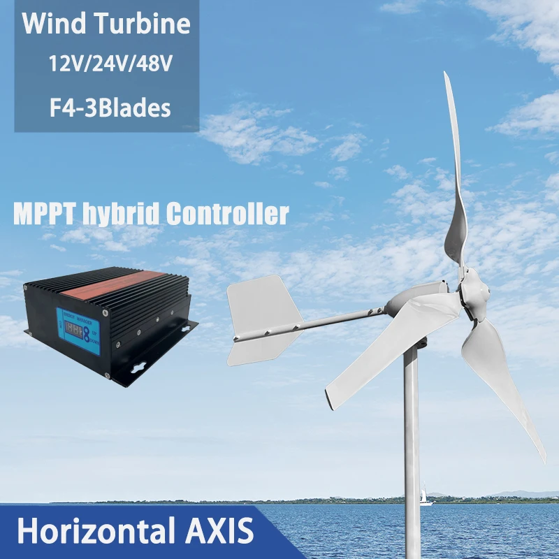 

10000W Wind Turbine 12v 24v 48v Generator Low Start Windmill Speed Free Alternative Energy 3Blades With MPPT Hybrid Controller