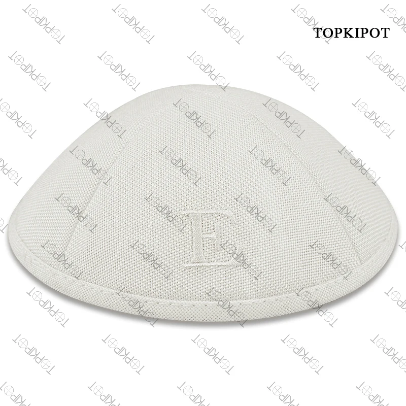 

Off-white lineFactory Custom Wholesale Burlap Muslim Religious Kippah Hats Wedding Gift Yarmulke Cap Linen Kippot Jewish Kippah.