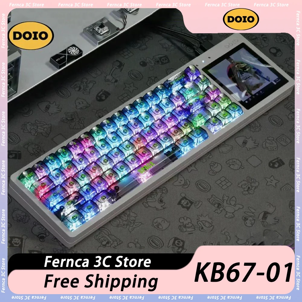 

DOIO KB67-01 механическая клавиатура 67 клавиш TFT сенсорный экран из алюминиевого сплава RGB Hot Swap игровая клавиатура с поддержкой QMK Pc Gamer