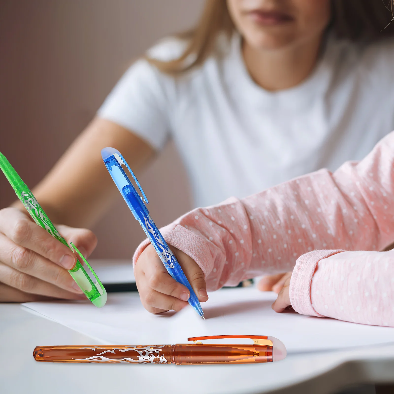 24 Uds. Bolígrafo para firmar, suministros de papelería para estudiantes de acero inoxidable que desaparecen