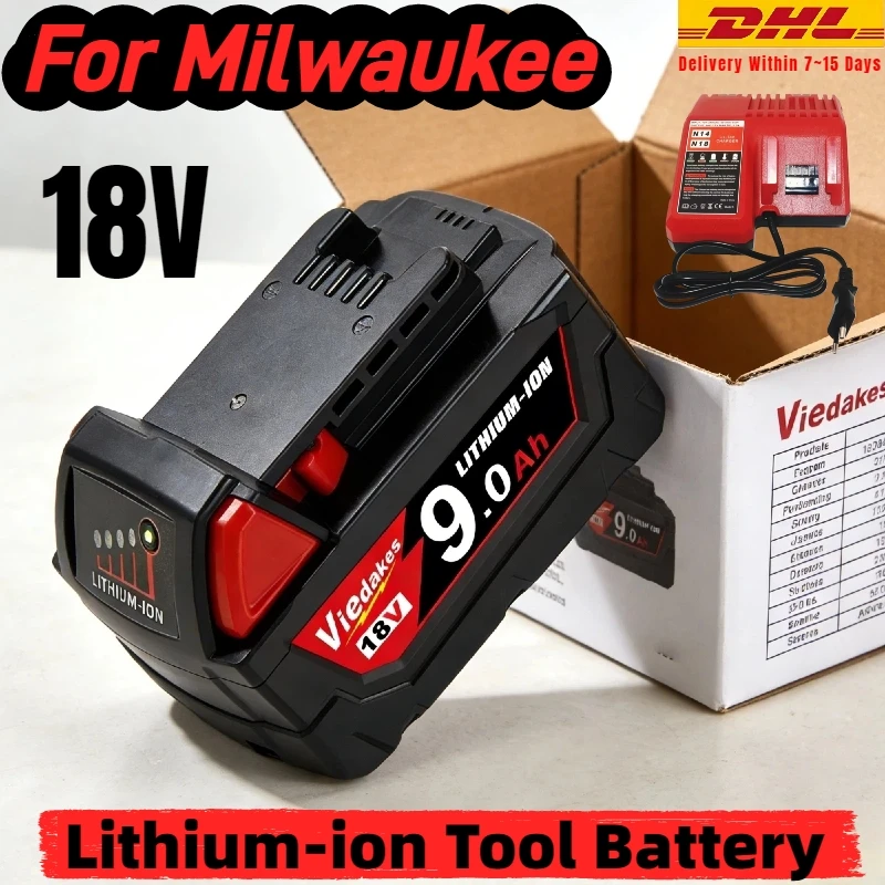 

18V 9.0Ah For Milwaukee M18 Battery Li-Ion Replacement Battery, For Milwaukee 18V M18 48-11-2830 0730-20 Tool battery.