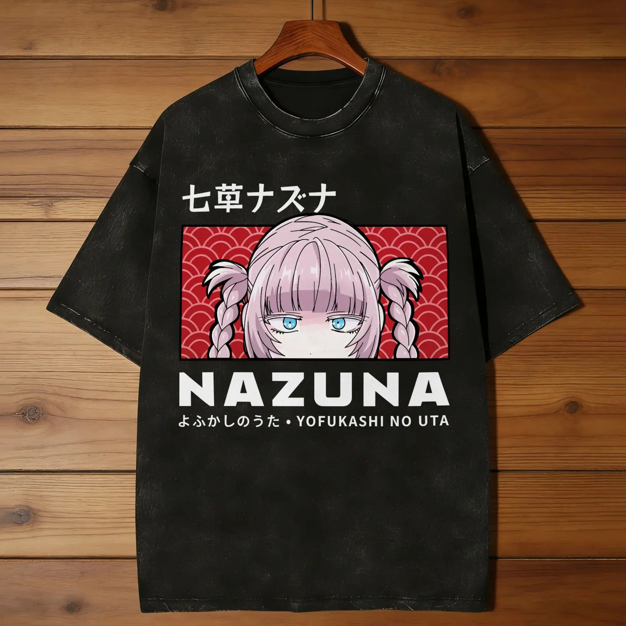 Call of the Night Nazuna Men's T Shirt Washed  Vintage Tees Short Sleeve O Neck T-Shirt Pure Cotton Gift Idea Tops