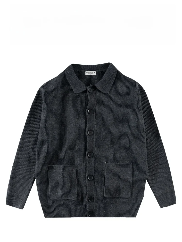 

High Quali Thi Knitted Warm Sweater Cardigan Faionable Turn-down Collar Versatile Autumn Winter Men's Casual Sle Poly...