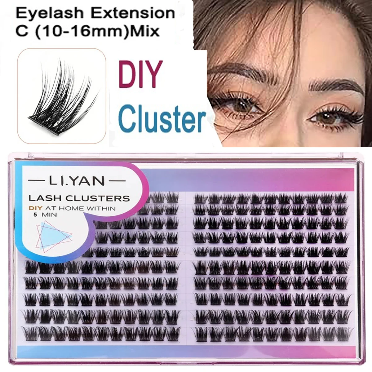 Soft Lightweight Wispy Lash Extensions, DIY Lash Clusters, C Curl, Lightweight, Mix, 10-16mm, 220pcs