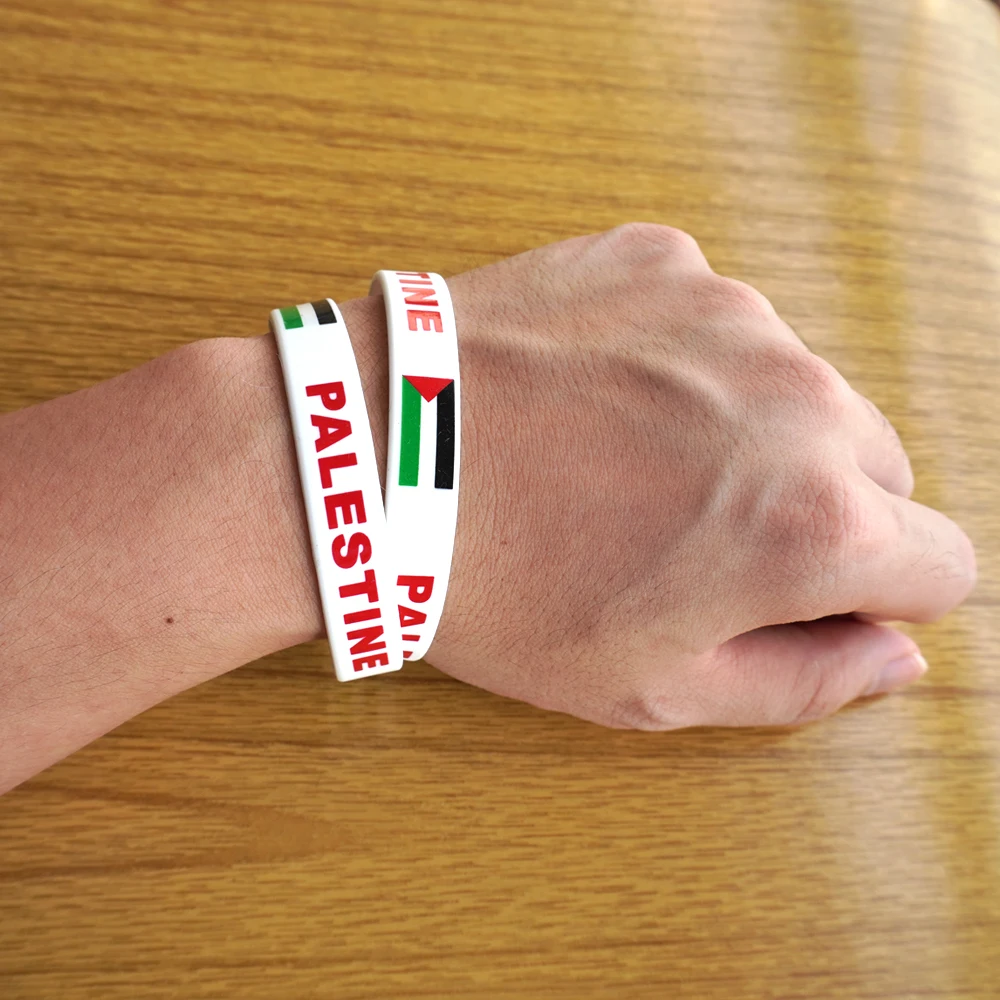 Customized 2pcs Palestine Wristband Sport Silicone Bracelet Rubber Band Fashion Accessory