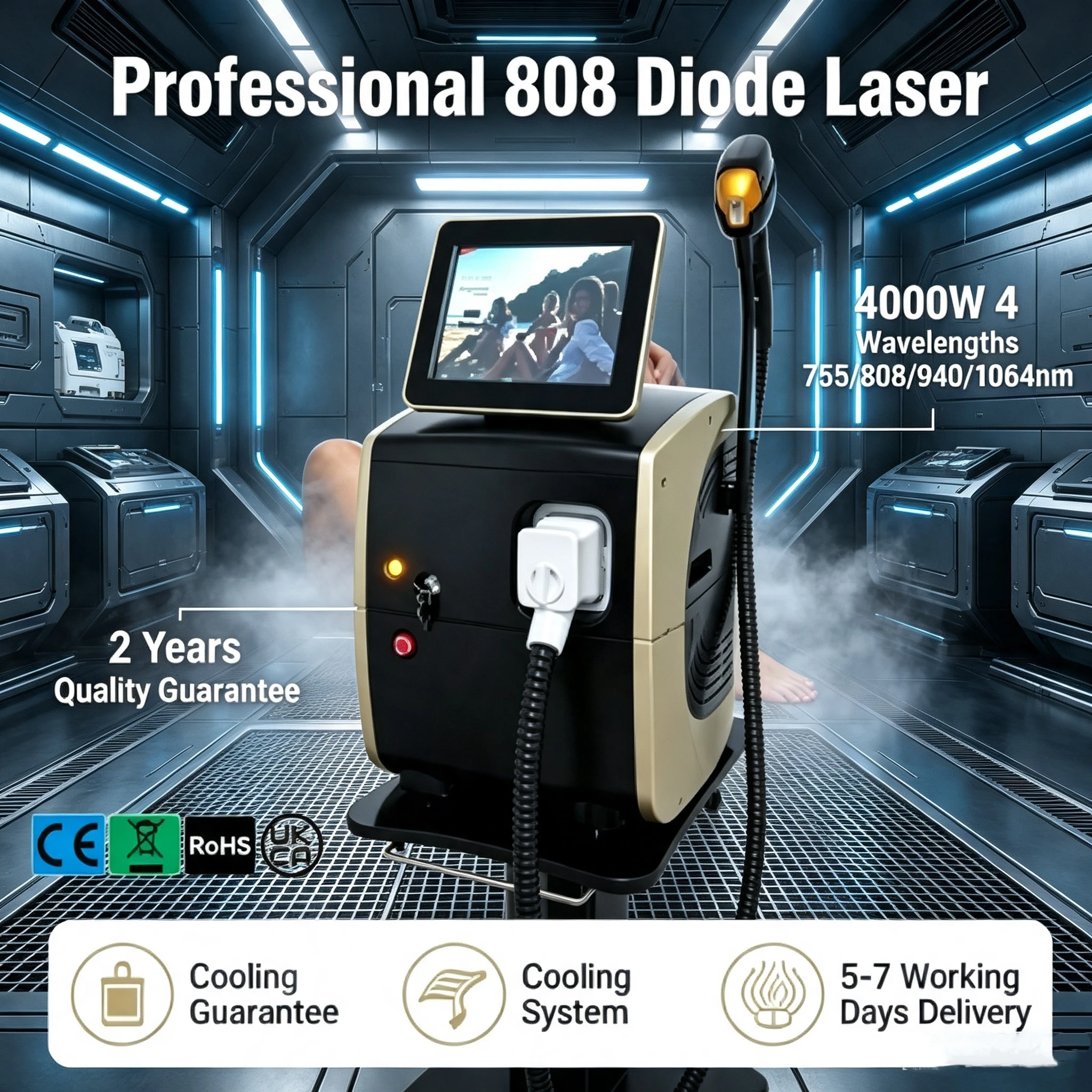 Beauty Slaon 4000W soprano diode laser carbon stripping 4 wavelength ice point painless hair removal machine