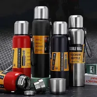 600/1500ml Stainless Steel Thermos Cup Sports Water Bottle Large Capacity Vacuum Flask Portable Insulated Tumbler with Rope