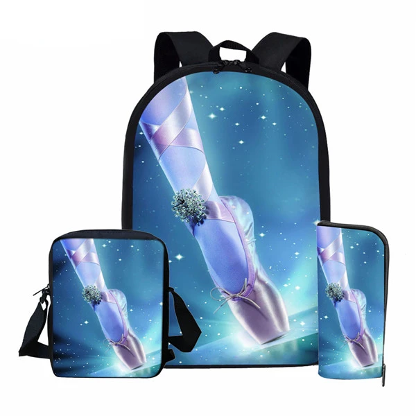 Ballet Shoes Conjunto de mochila dançarina para adolescente, mochila escolar, mochila estudantil, mochila diária, lancheira, estojo, dança, crianças, casual