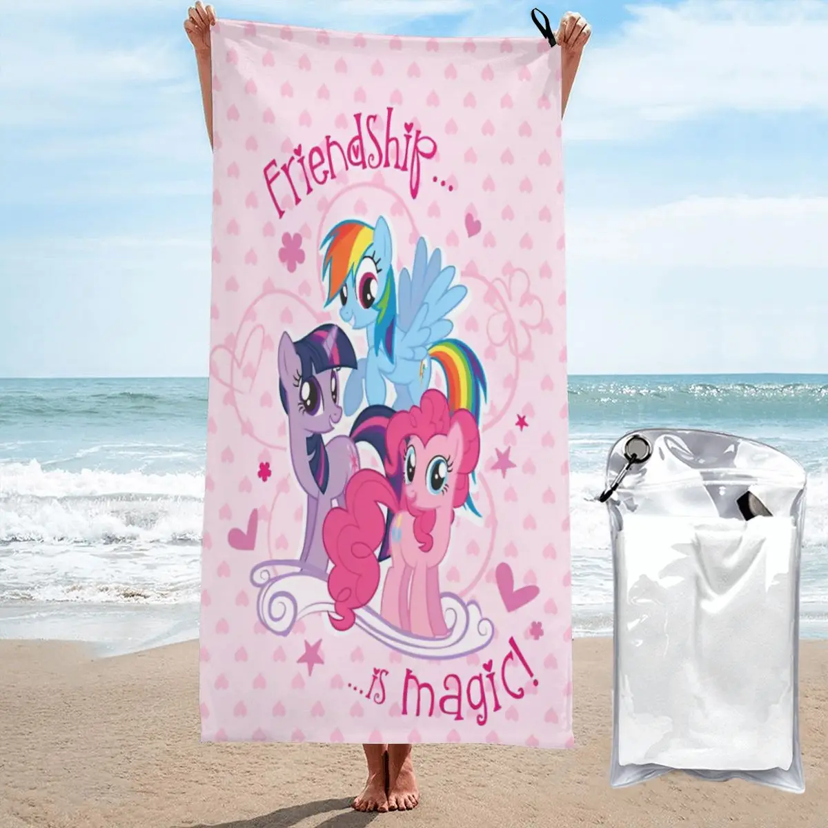 

My Little Pony Cartoon Kids Gift Pool Beach Towel Multifunctional Water Absorbing Towel Sand Free Quick Dry Surf Towels