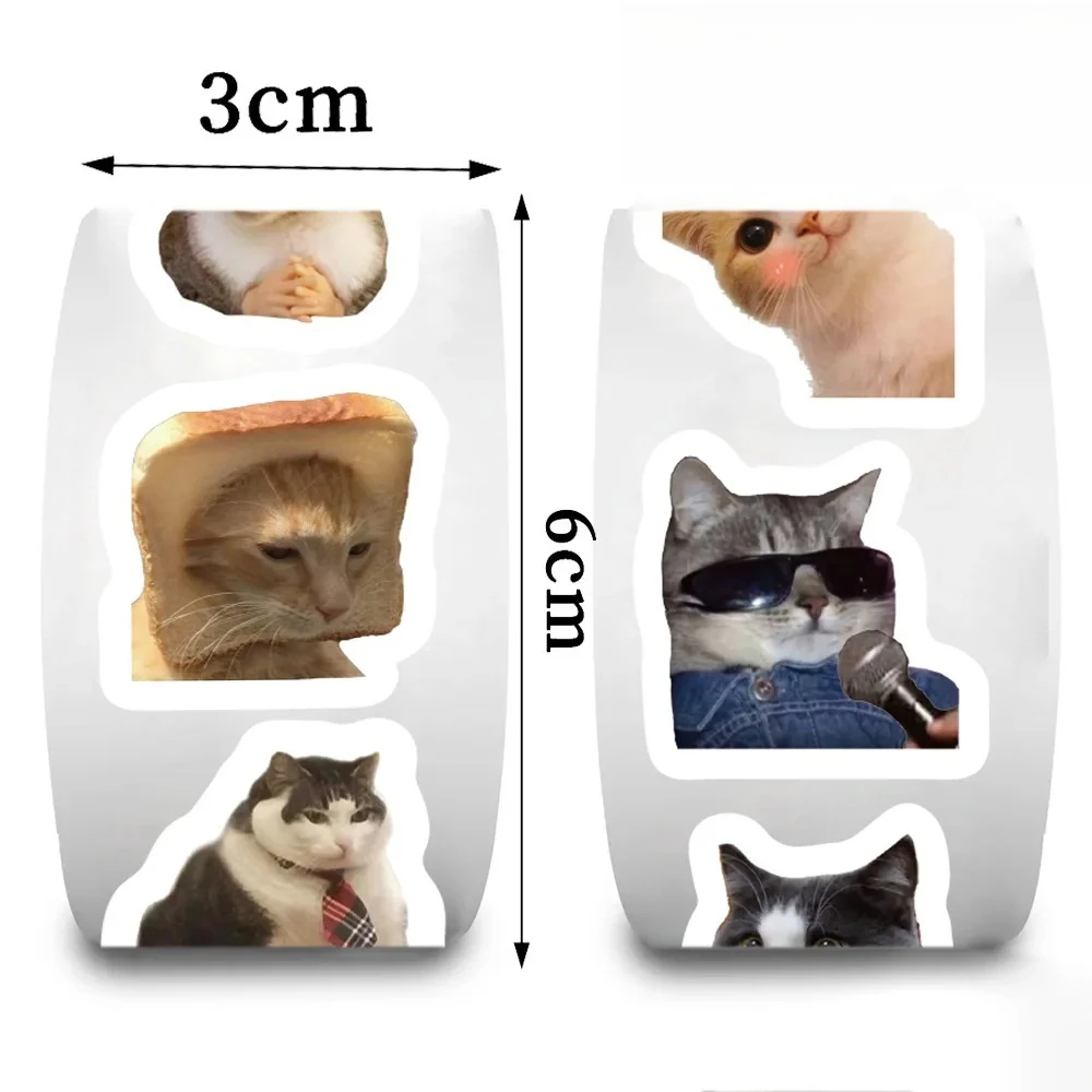 500 pezzi/rotolo adesivi astratti per gatti carini - decalcomanie creative fai da te per bagagli, laptop, telefono e bottiglia d'acqua