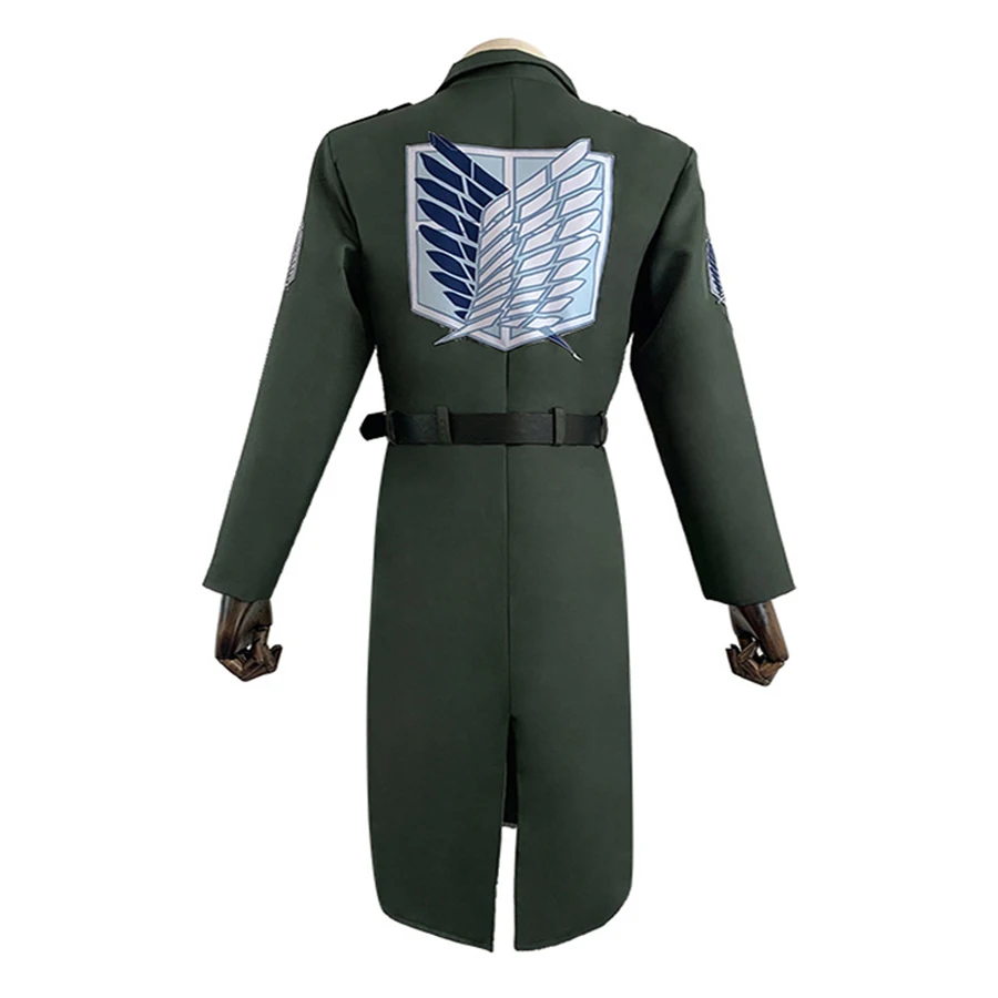 Attack on Titan Cosplay para homens, Shingek No Kyojin, uniforme escoteiro, casaco verde longo vento, roupas de Halloween