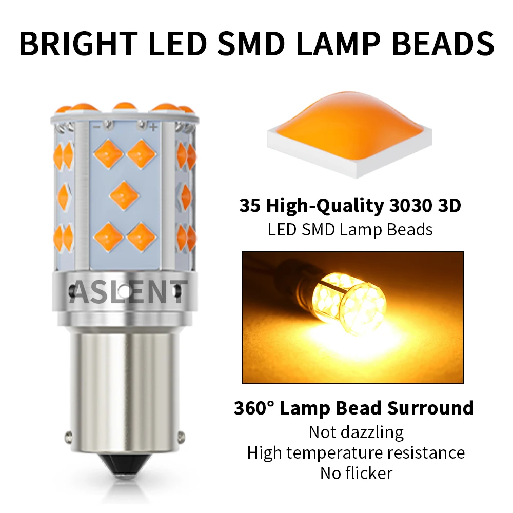 2PCS 3D 3030 Chips 1157 BAY15D P21/5W S25 1156 BA15S P21W BAU15S PY21W T20 7440 W21W WY21W LED Bulbs White Red Amber Yellow