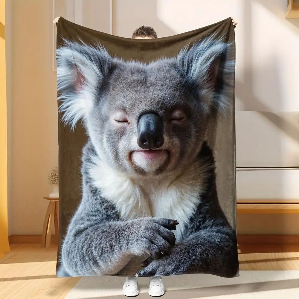 Ultra Soft Koala Print Throw Blanket Cozy Plush Fleece Throw for Sofa Bed Living Room Home Decor Gift Idea