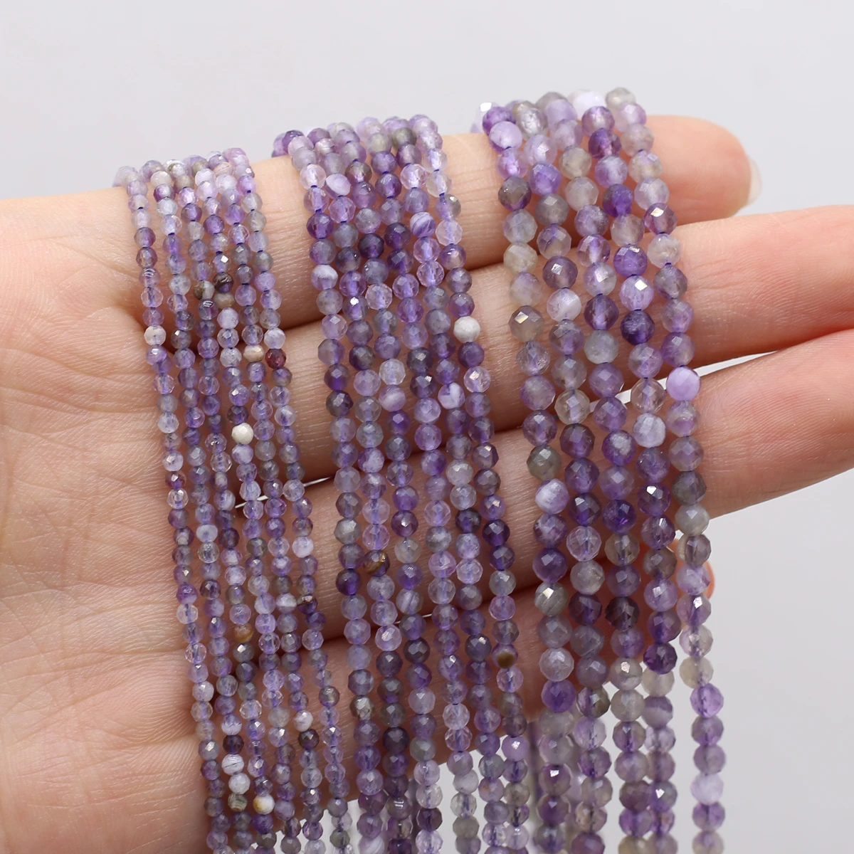 1string Amethyst Facted Natural Stone Beads Charms for DIY Women Men Necklace Bracelets Jewelry Making Accessories 2/3/4mm