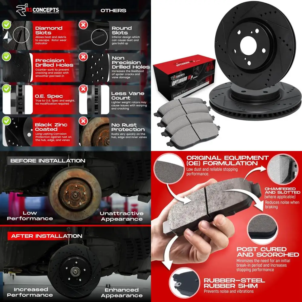 

Комплект передних тормозов для Tesla S, 2016-2021 Tesla X 2014-2021 гг. | Сверленные тормозные роторы с прорезями | Комплект тормозных колодок и роторов Optimum OEP