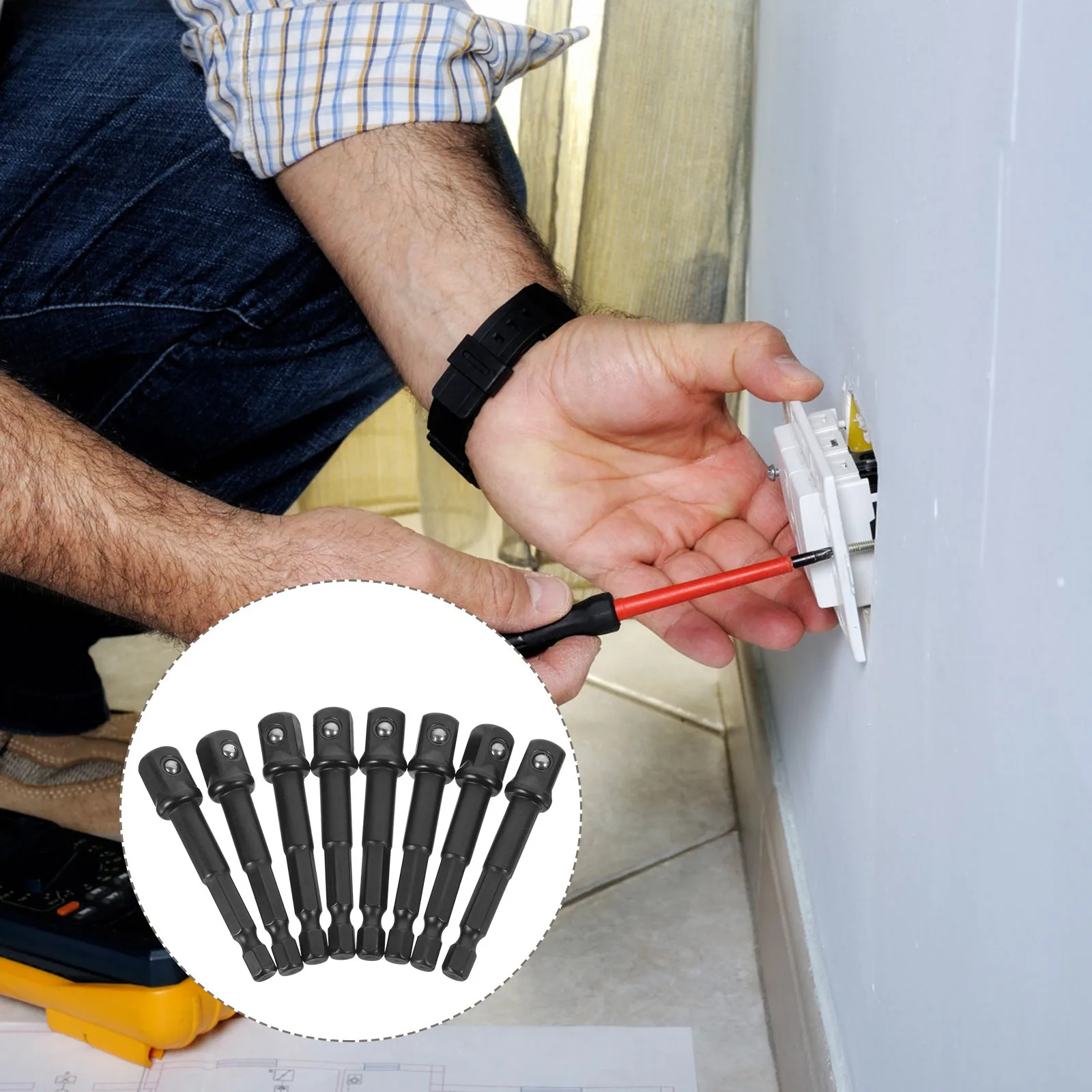 

1Set 3 8 Impact Driver Socket Adapter Heat Treated Carbon Steel 63mm 1 4 Inch Hex 10mm Square Long Lasting Socket Adapter