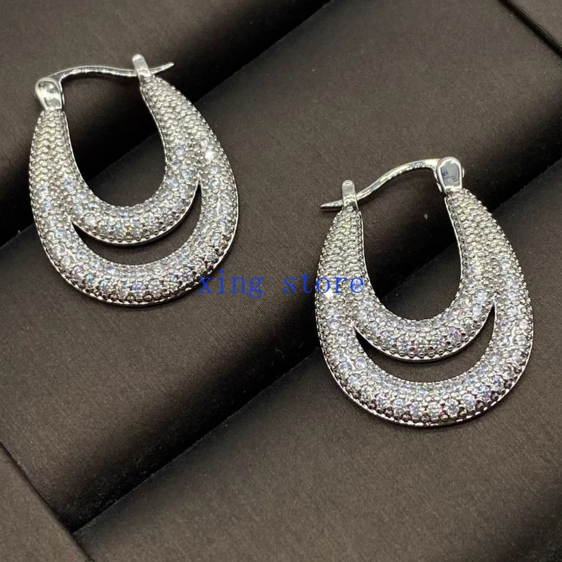2024 New Fashion Retro Style Cut Crystal Inlaid Round Pendant Women's Earrings