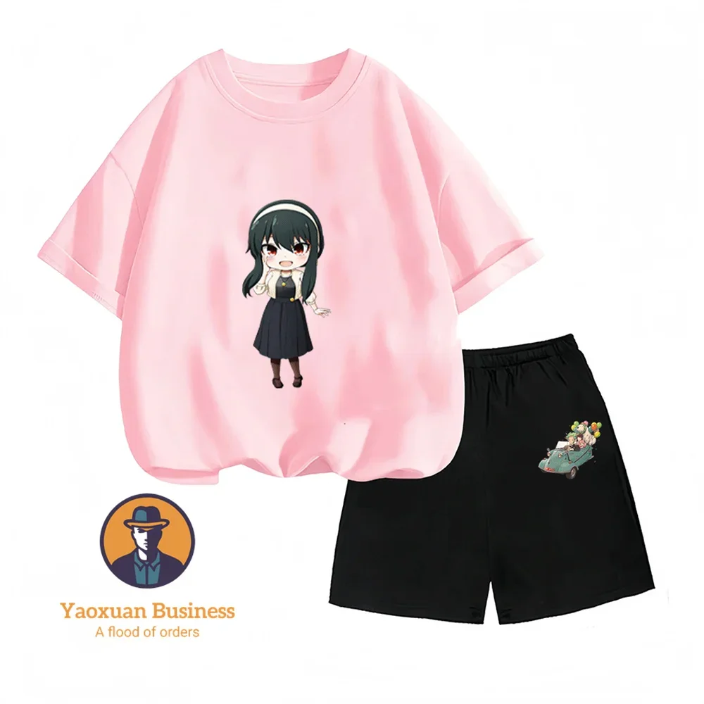 conjunto-de-duas-pecas-de-algodao-spy×family-para-criancas-de-2-a-14-anos-verao-estampa-de-desenho-animado-moda-venda-imperdivel-meninos-meninas