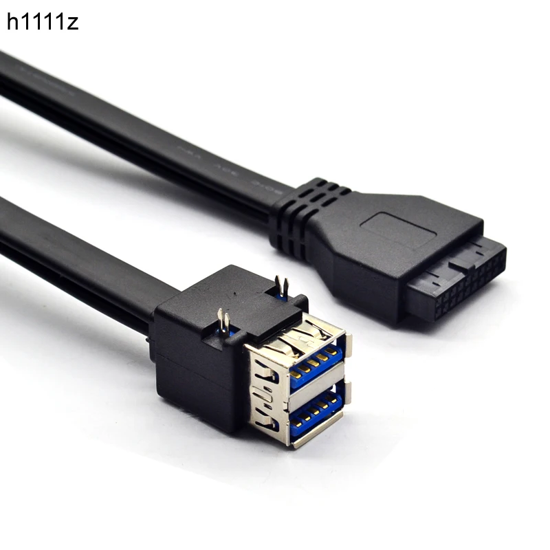 Connectors 19Pin/20Pin Female Header to Dual USB 3.0 Front Panel Desktop Motherboard Mount Cable Cord with Fixed Feet 30/50/80cm