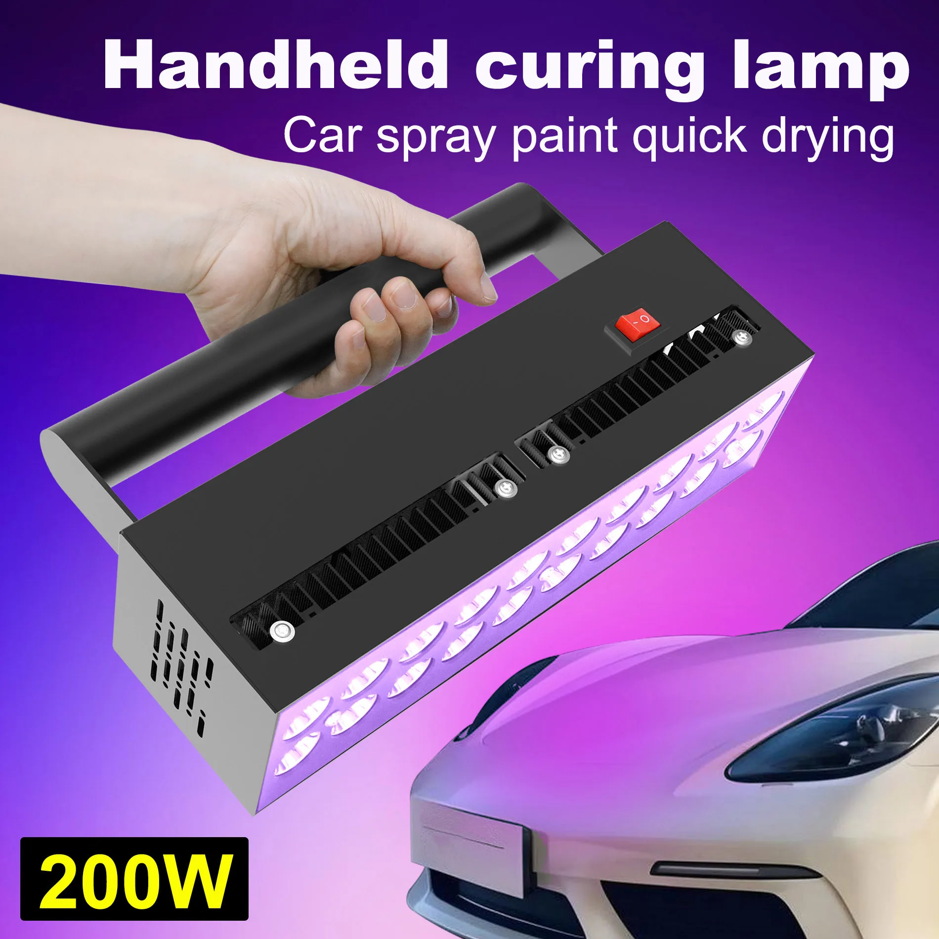 Portable UV Curing Light LED Ultraviolet Lamp with Cooling Fan for Car Paint Repair, UV Glue, Resin, 3D Printing, PCB Green Oil