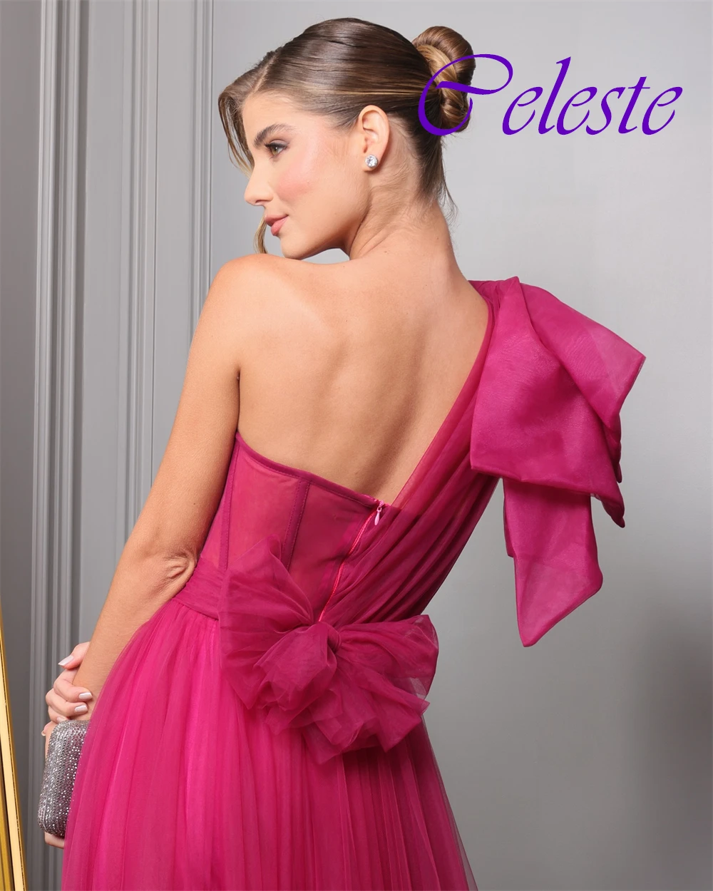 ที่กําหนดเอง Elegant หนึ่งไหล่ Organza ชุดราตรีคลาสสิกแขนกุดชุดราตรีหรูหราด้านข้างชุดพิเศษ