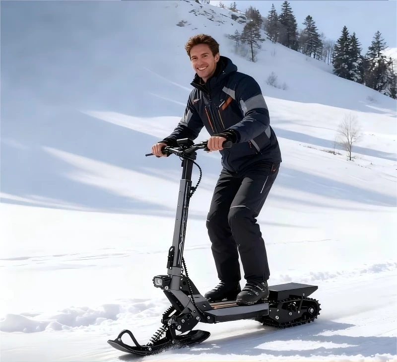 All-terrain snow scooter for mountain climbing and ice fishing,  certified electric snow bike