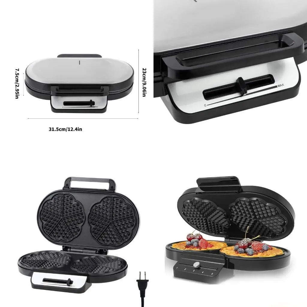 

D0AB вафельница из нержавеющей стали, портативная мощность 1200 Вт, двухсторонний нагрев, машина для завтрака для кухни, для