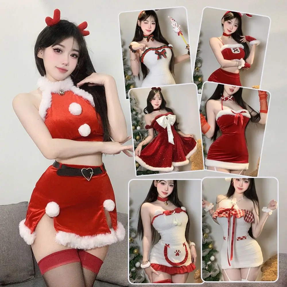 

New Red Velvet Christmas Dress Costume Xmas Carnival Party Santa Claus Coat Favor Claus Dress for Women