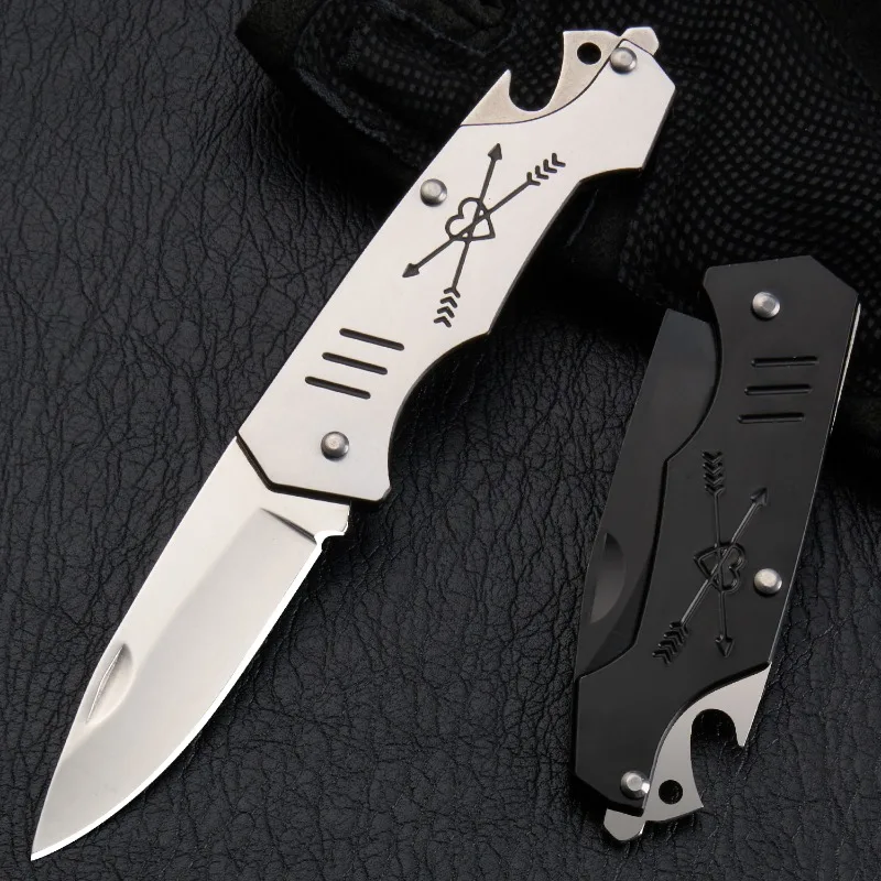 Cuchillo Plegable para Exteriores Cupid's Arrow, Cuchillo para Frutas, Cuchillo de Bolsillo Multifuncional Portátil, con Abrebotellas, para Aventuras