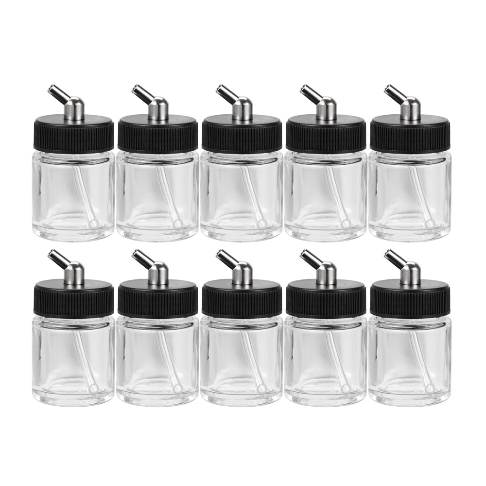 OPHIR 10pcs Glass 22cc Bottle Professional Airbrush Paint Cups Bottbles for Single Action Airbrush Paint Accessories _AC017-10x