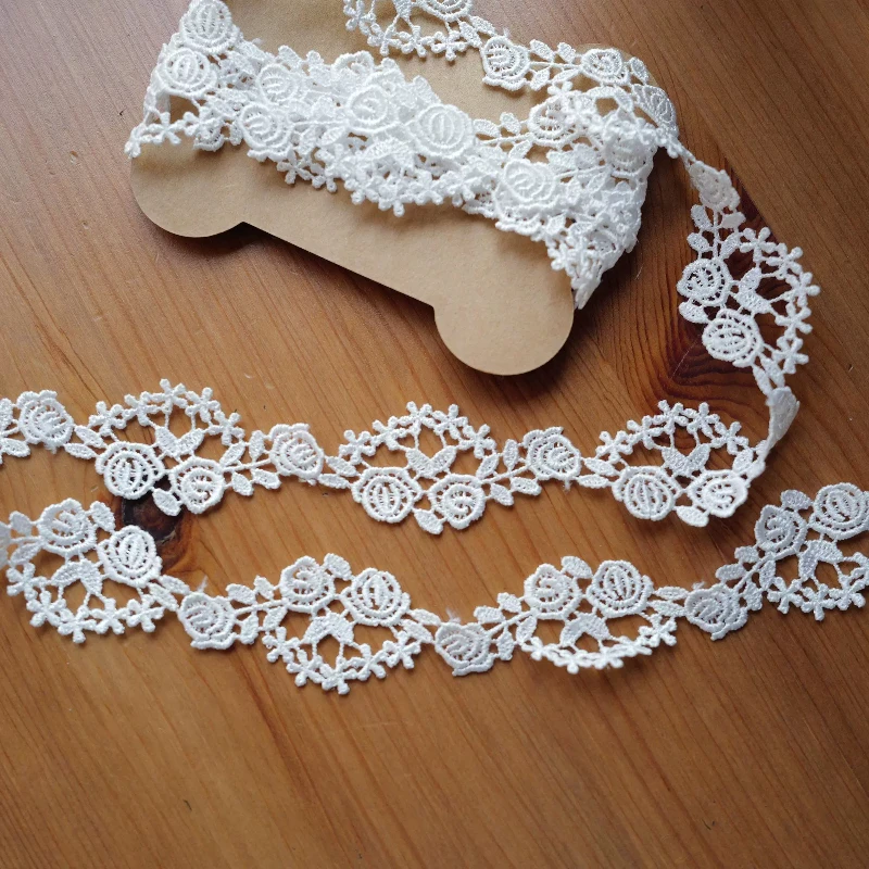 2 Yards/Lot Polyester Flower Handmade Embroidered Fabric Lace Edge Trim Applique Ribbon DIY Sewing Craft Accessories Decoration