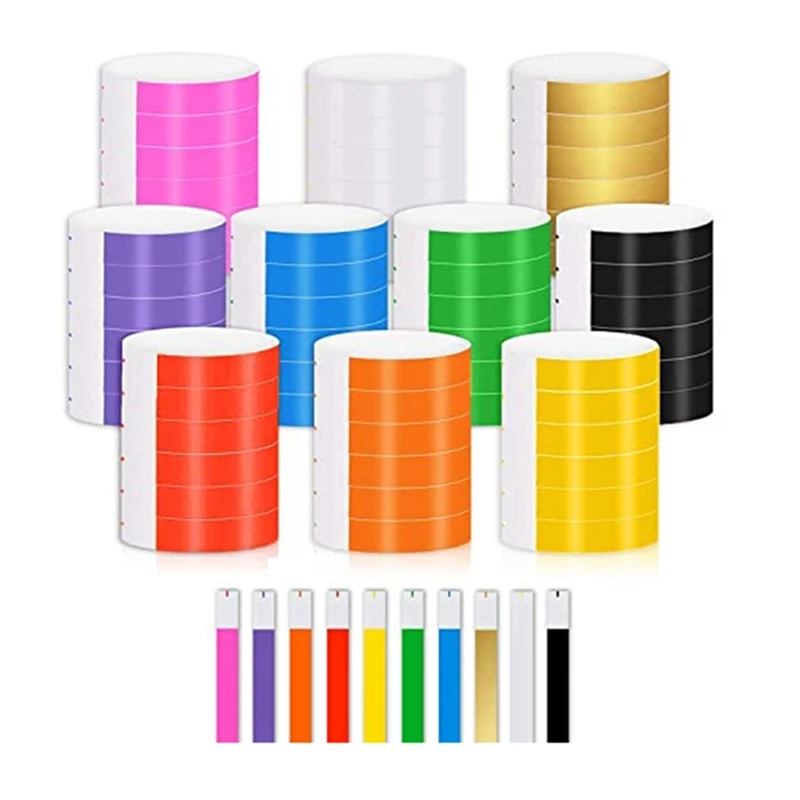 1000 PCS Wristbands Paper Wristbands For Events Suitable For Parties, Wristbands(10 Colors)