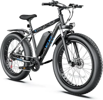 Image Electric Bike 26" x 4.0 Fat Tire Electric Bicycle, Peak 1000W Electric Mountain Bike, 25MPH for Adults with 48V 13AH