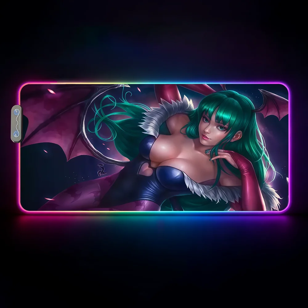Game D-Darkstalkers Morrigan A-Aensland Mouse Pad  RGB Led Gaming Bedroom Office Desk Non-Slip Mat  Waterproof Large view 6
