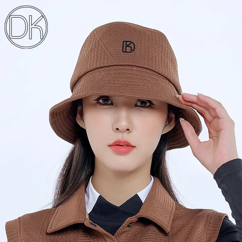 DK Women Sun Protection Golf Caps Ladies Adjustable Fishermen Hats Women Wide Brim Casual Sun Visor Outdoor Golf Bucket Caps