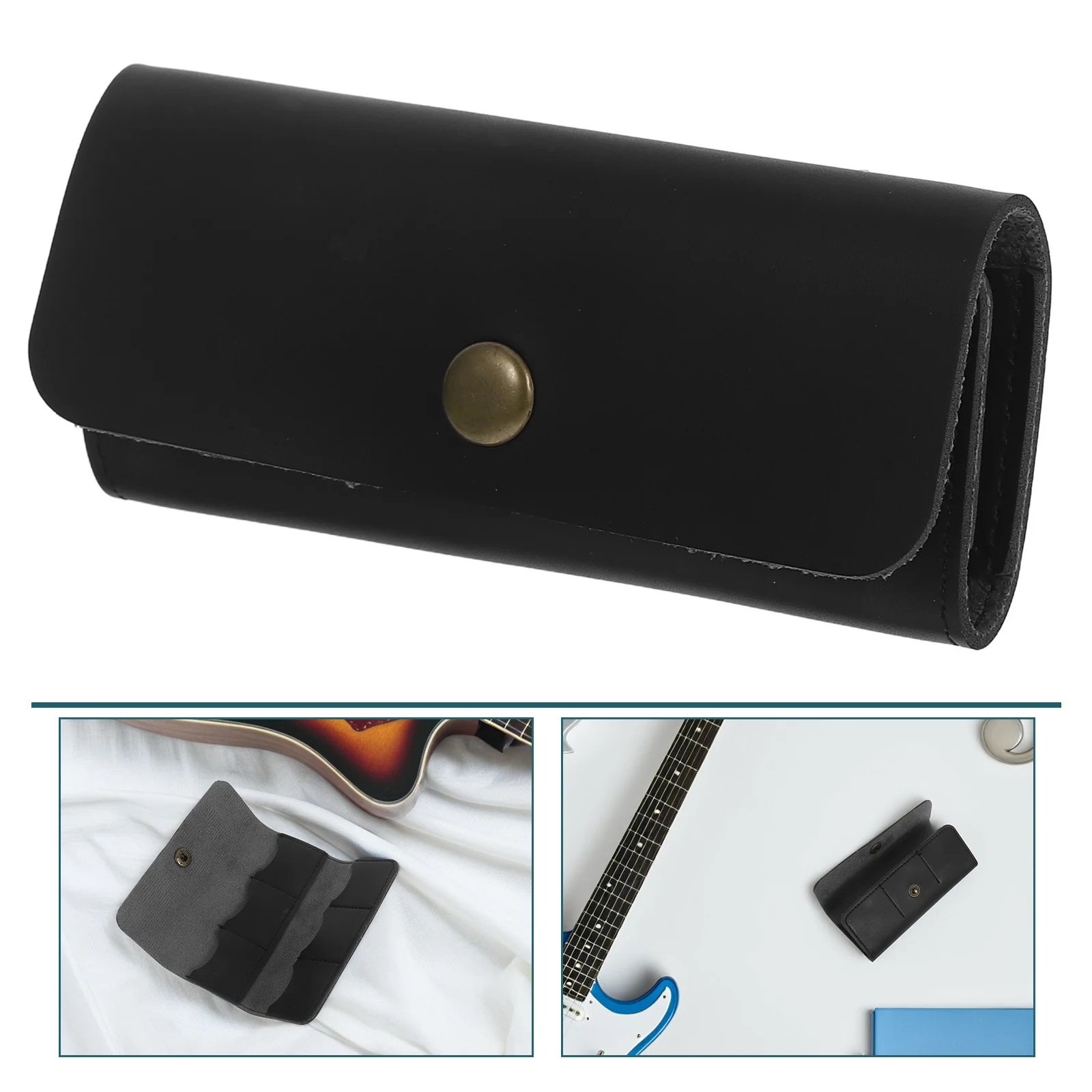 Guitar Pick Holder Case Bag Compact PU Plectrum Storage Pouch Portable Organizer for Acoustic Electric Guitar Plectrum Pack Bag