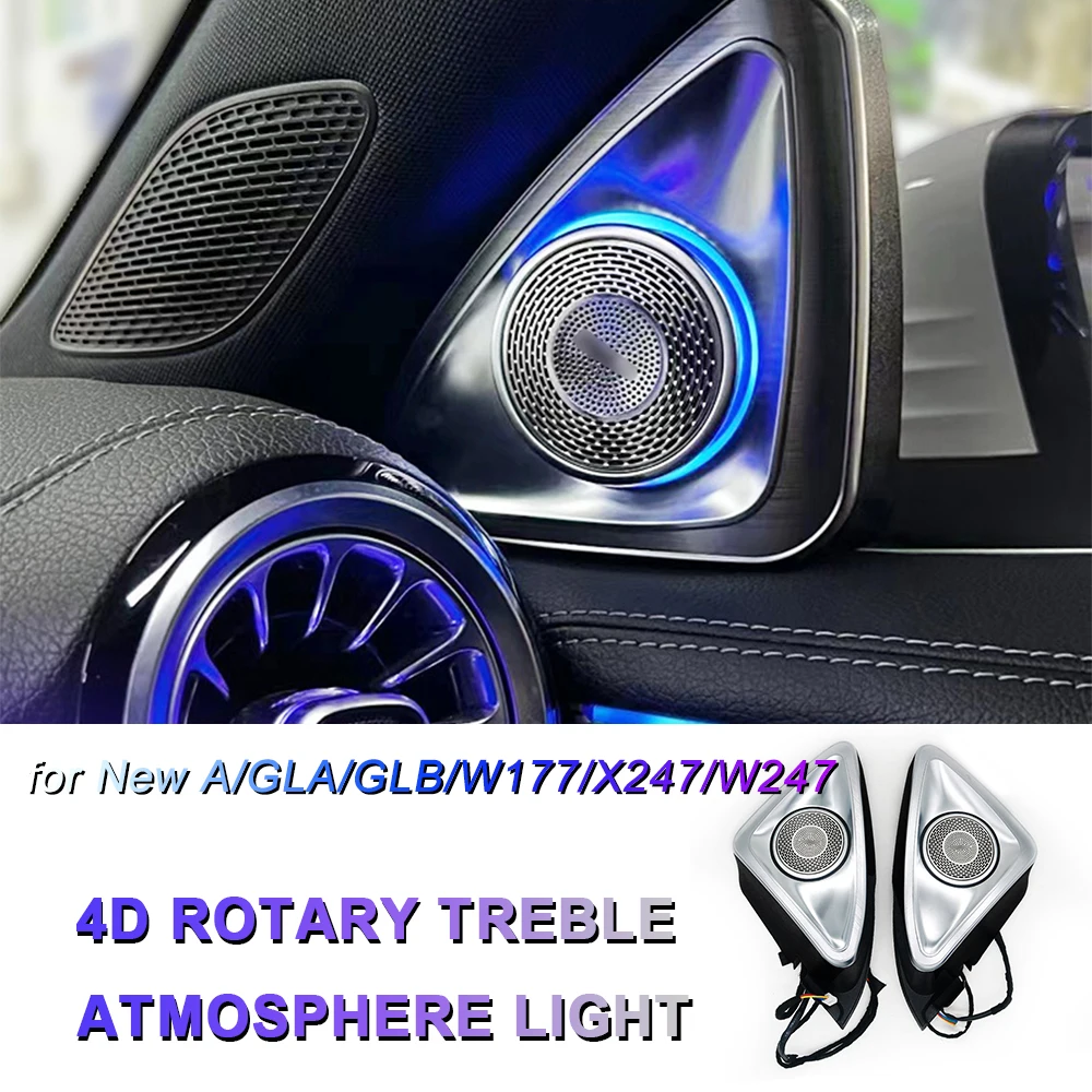 

LED Ambient Light 64 Color For Benz New A/GLA/GLB/W177/X247/W247 4D Rotary Treble Tweeter Car Accessories Luminous Speaker